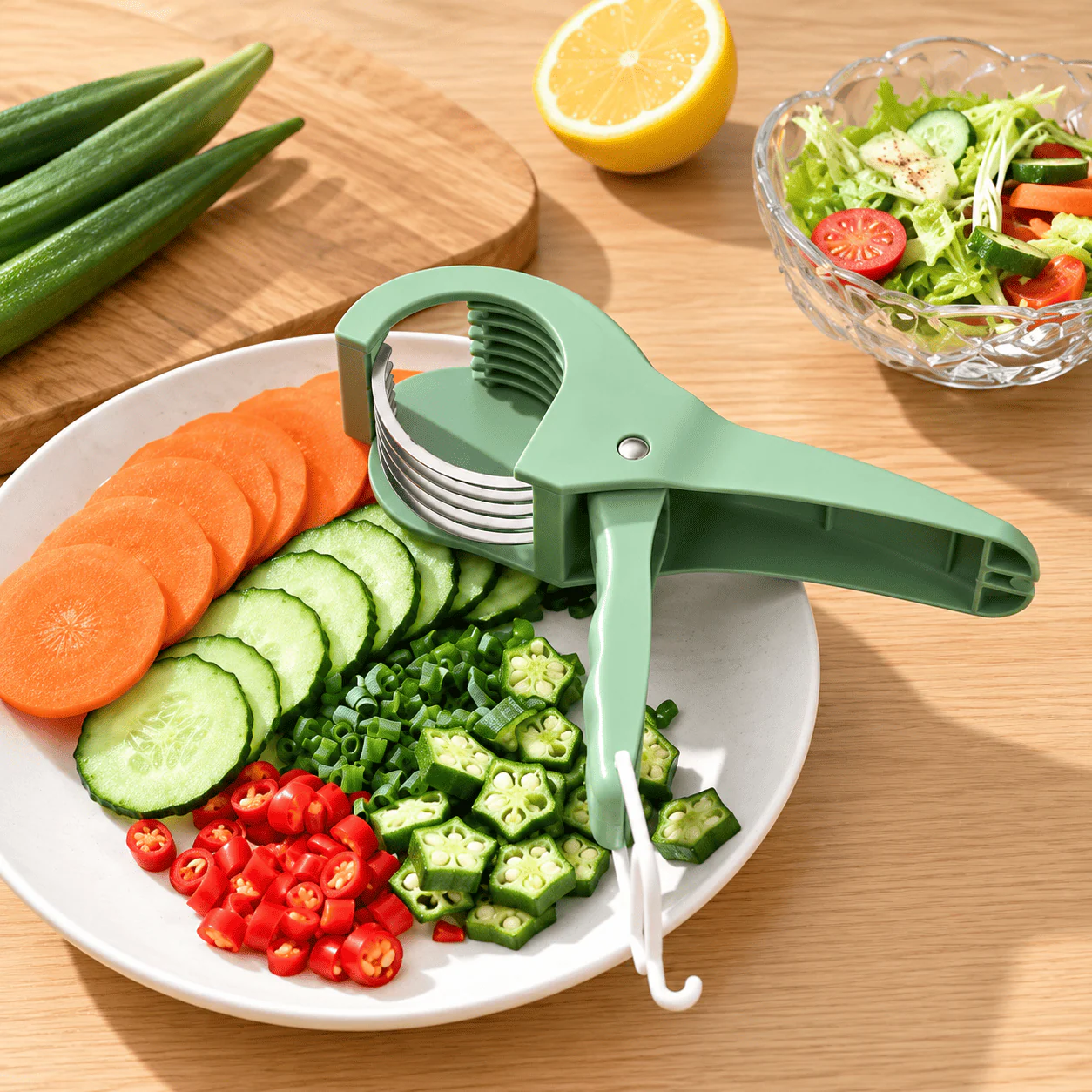5-Blade Vegetable Cutter & Peeler – Manual Kitchen Slicer