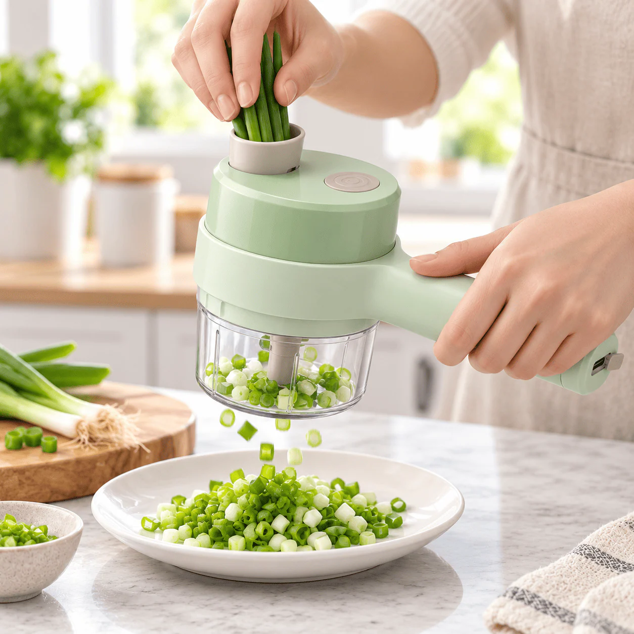 4-in-1 Electric Vegetable Cutter, Slicer & Food Prep Tool
