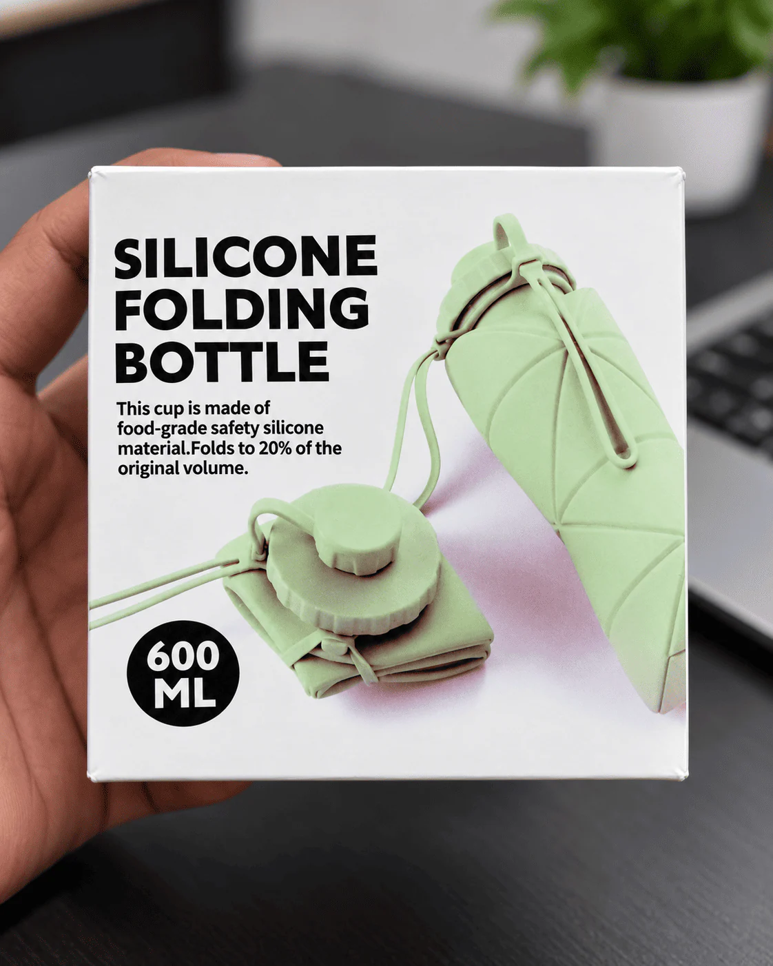 600ML Silicone Foldable Water Bottle – Portable Travel Bottle