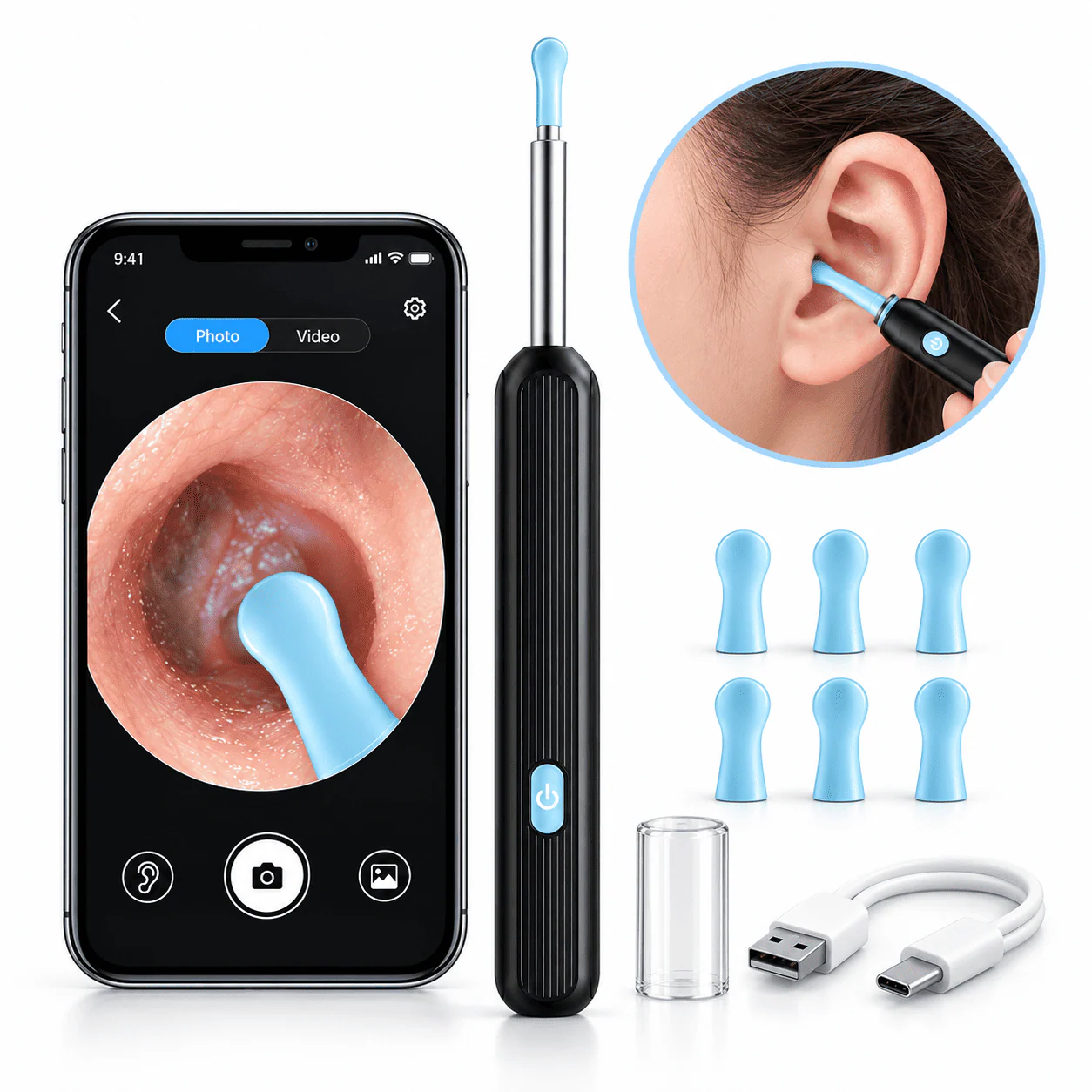 Wireless Visual Ear Cleaner with Camera & Silicone Tips