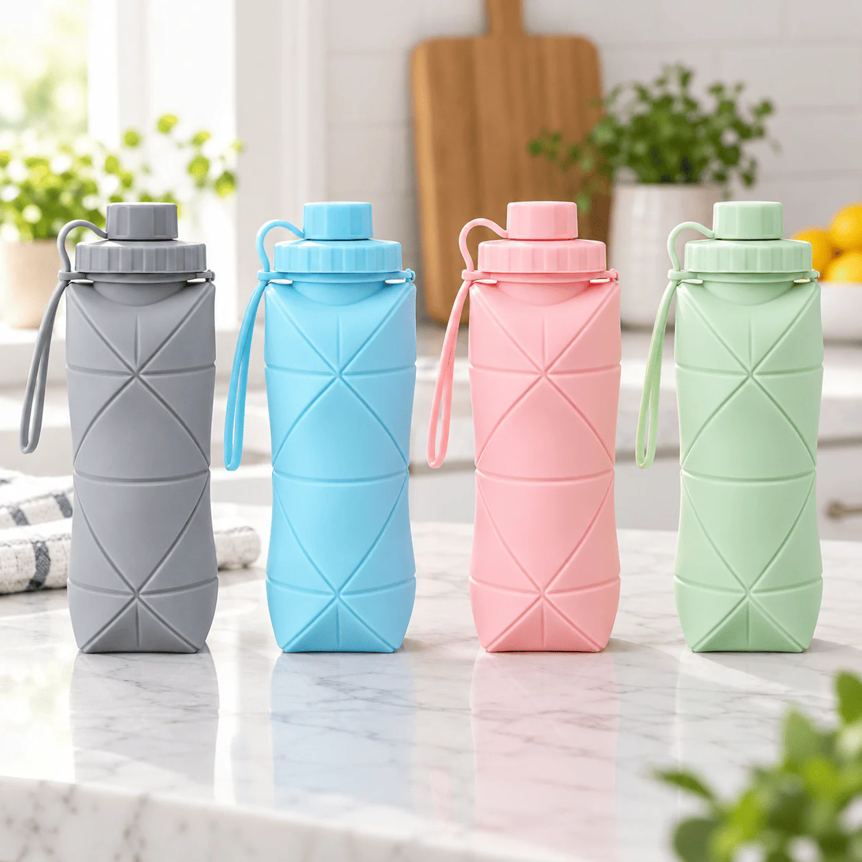600ML Silicone Foldable Water Bottle – Portable Travel Bottle